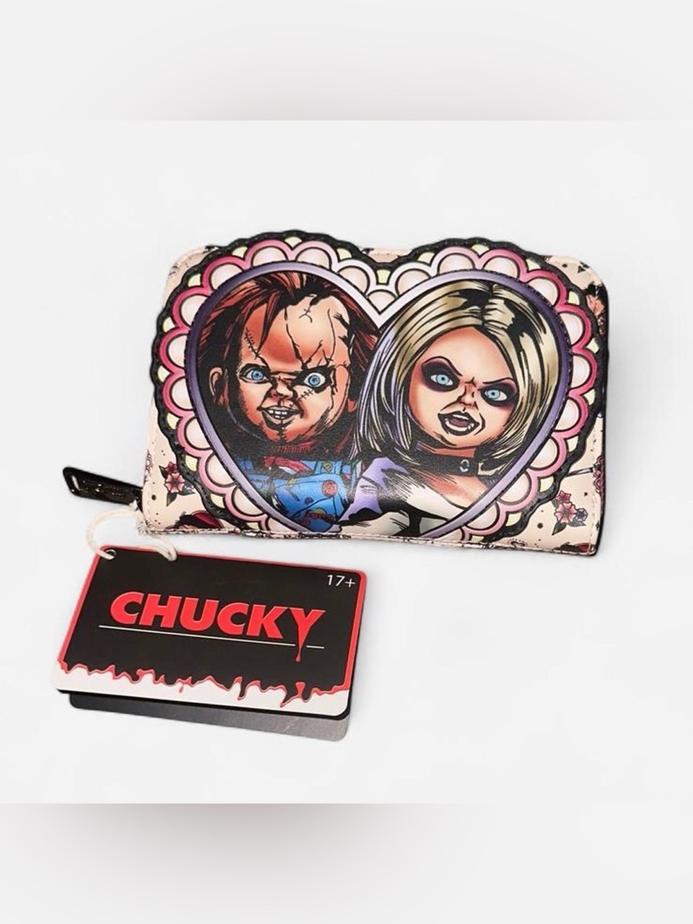 Loungefly Chucky & Tiffany Zip-Around Wallet — Pink, Cream, Black